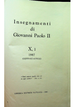 Insegnamenti di Giovanni Paolo II tom X część 1