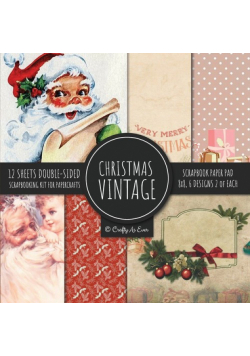 Vintage Christmas Scrapbook Paper Pad 8x8 Scrapbooking Kit for Papercrafts, Cardmaking, DIY Crafts, Holiday Theme, Retro Design