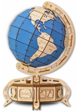 Puzzle Drewniane 3D Niebieski Globus