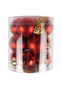 Bombki nietłukące w tubie czerwone 3cm 12szt