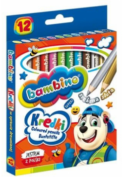 Kredki w oprawie drewnianej 12 kolorów BAMBINO