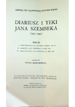 Diariusz i teki Jana Szembeka tom III