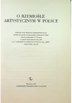 O rzemiośle artystycznym w Polsce