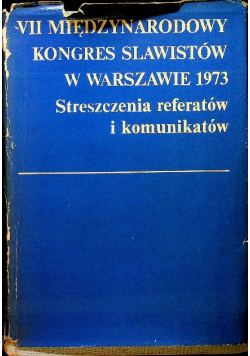 VII Międzynarodowy Kongres Slawistów w Warszawie 1973