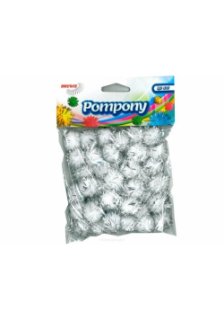 Pompony metaliczne srebrne 2cm 40szt
