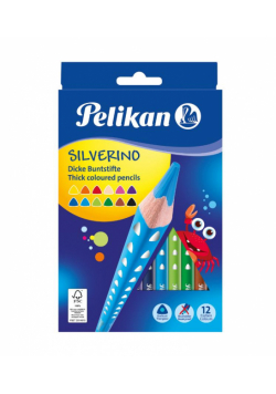 Kredki Silverino trójkątne grube 12 kolorów