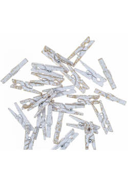 Klamerki mini białe złocone 3cm 24szt