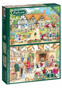 Puzzle 2x500 Falcon Letni wieczór w pubie G3
