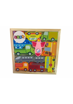 Drewniane puzzle Środki transportu do dopasowania