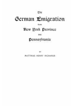 German Emigration from New York Province Into Pennsylvania