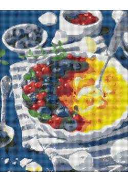 Diamentowa mozaika - Creme brulee z jagodami 40x50