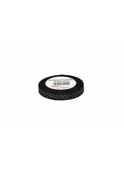 Wstążka satynowa w kropki czarna 12mmx22m