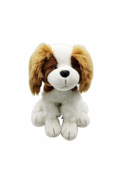Pluszowy pies siedzący white brown