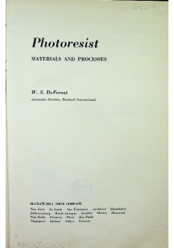 Photoresist Materials and Processes