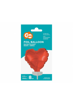 Balon foliowy Serce na patyczku czerwone 8cm