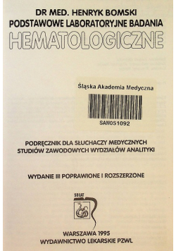 Podstawowe laboratoryjne badania hematologiczne
