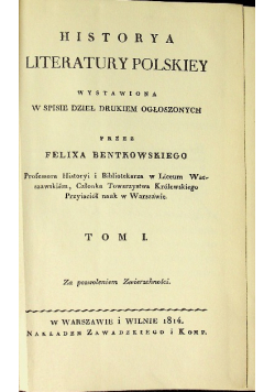 Historya literatury polskiey  Reprint z 1814 r.