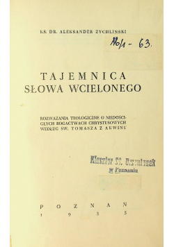 Tajemnica słowa wcielonego 1935 r.