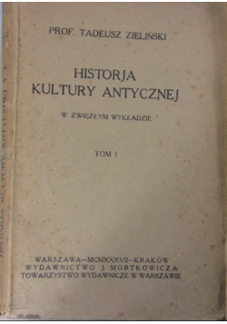 Historja kultury antycznej, tom I, 1922 r.