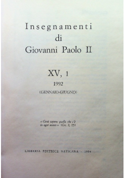 Insegnamenti di giovanni paolo II Tom XV Część I