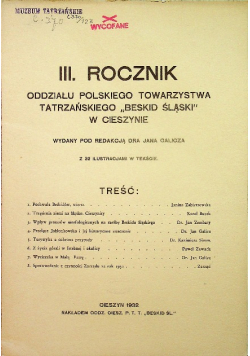 III Rocznik Oddziału Polskiego Towarzystwa Tatrzańskiego 1932 r.