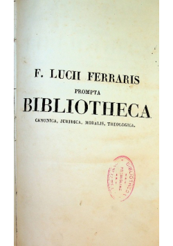Bibliotheca Canonica Juridica Moralis Theologica VIII 1861 r.