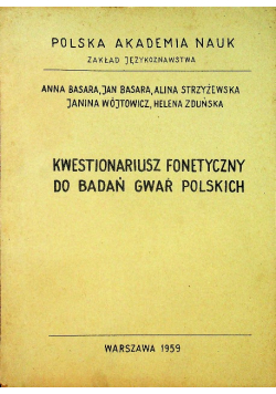 Kwestionariusz fonetyczny do badań gwar polskich