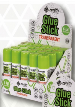 Klej w sztyfcie transparent 15g (20szt) ZENITH