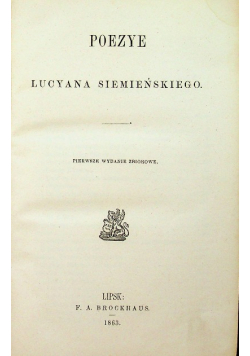 Poezye Lucyna Siemieńskiego 1863 r.