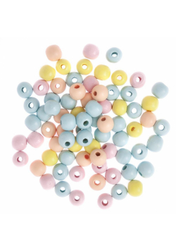 Koraliki drewniane kulki pastelowe 12mm 40g