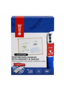 Marker do tablic z magnesem i gąbką nieb. (10szt)