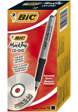 Marker Marking CD/DVD czarny (12szt) BIC