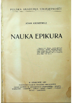 Nauka Epikura 1929 r.