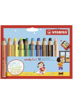 Kredki Woody 3w1 10 kol + temperówka STABILO