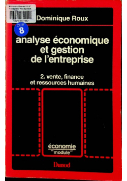 Analyse economique et gestion de l ' entreprise Tome 2  Vente finance et ressources humaines