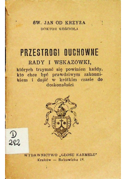 Przestrogi duchowne rady i wskazówki 1936 r.