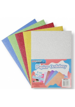 Papier ozdobny A4 brokatowy 5 kolorów