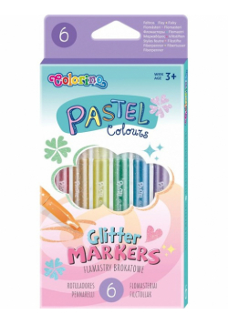 Flamastry brokatowe Pastel 6 kolorów