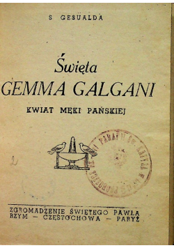 Święta Gemma Galgani  1938 r