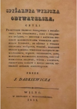 Spiżarnia wiejska obywatelska reprint z 1838 r .