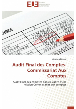 Audit final des comptes-commissariat aux comptes
