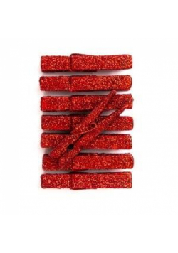 Klamerki brokatowe czerwone 4,8cm 8szt