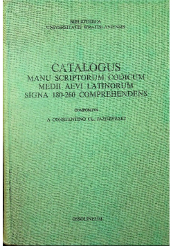 Catalogus Manu Scriptorum Codicum Medii Aevi Latinorum Sigma 180 260 Comprehendens