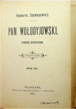 Pan Wołodyjowski Tom III 1891