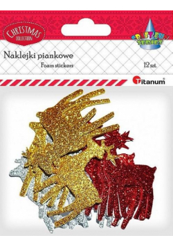 Naklejki piankowe renifery 42x62mm mix 12szt.