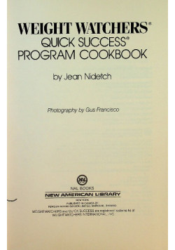 Weight watchers quick success program cookbook