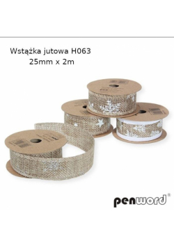 Wstążka ozdobna jutowa nadruk BN 25mmx2m (16szt)