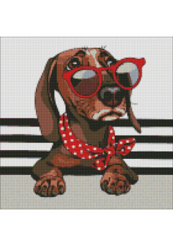 Diamentowa mozaika - Stylowy jamnik 40x40cm