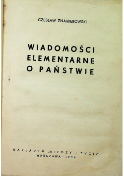 Wiadomości elementarne o Państwie 1934 r.