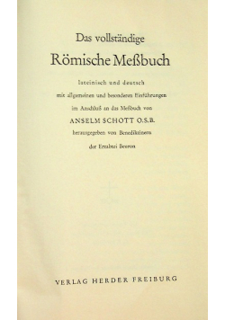 Das Vollstandige Romische Messbuch Lateinisch Und Deutsch